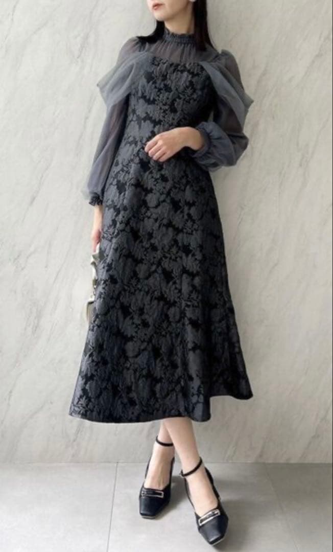 dazzlin ダズリン シアーベールセミフレアワンピース