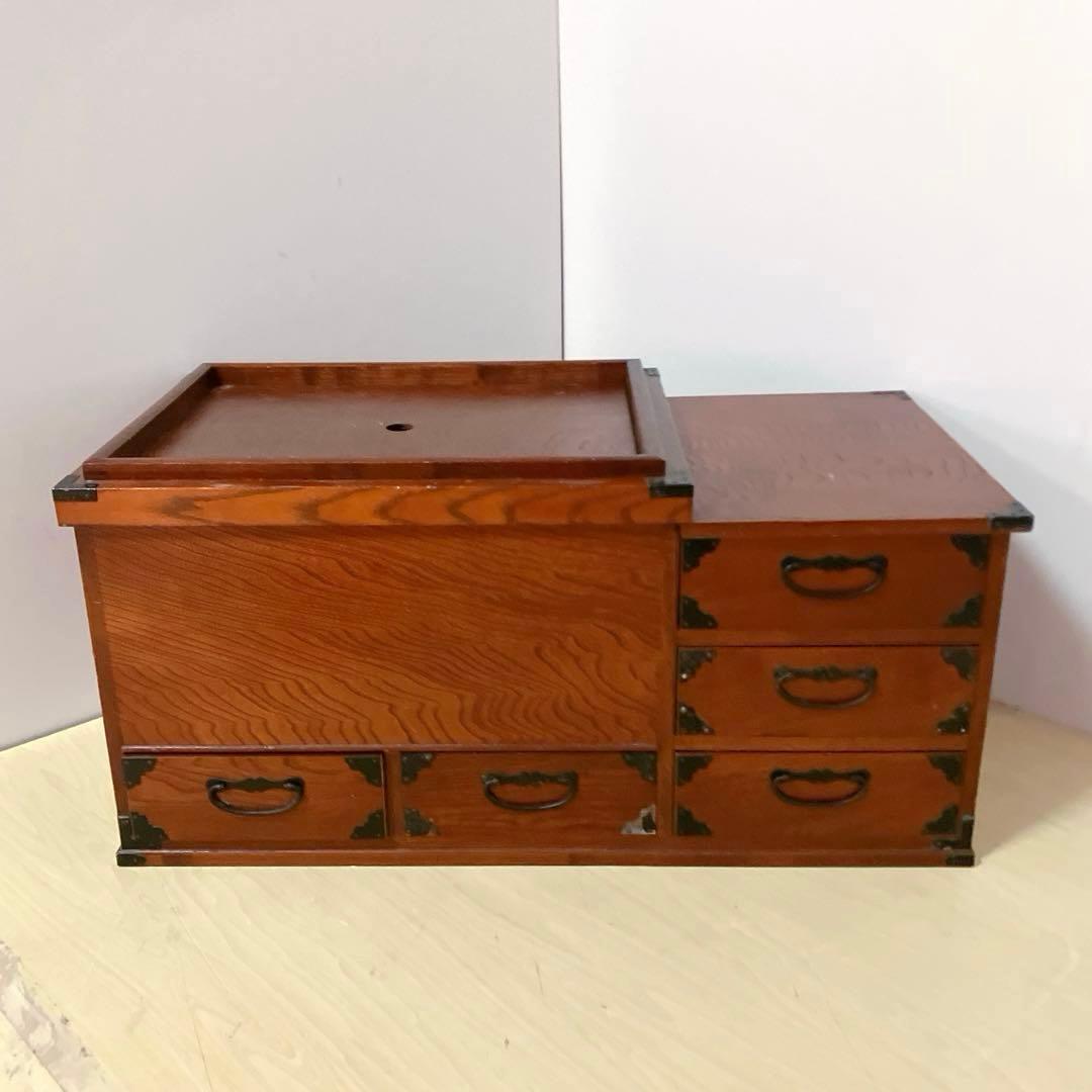 囲炉裏　木製　火鉢　火箸　灰付き　アンティーク　囲炉裏テーブル　古民具 和用具