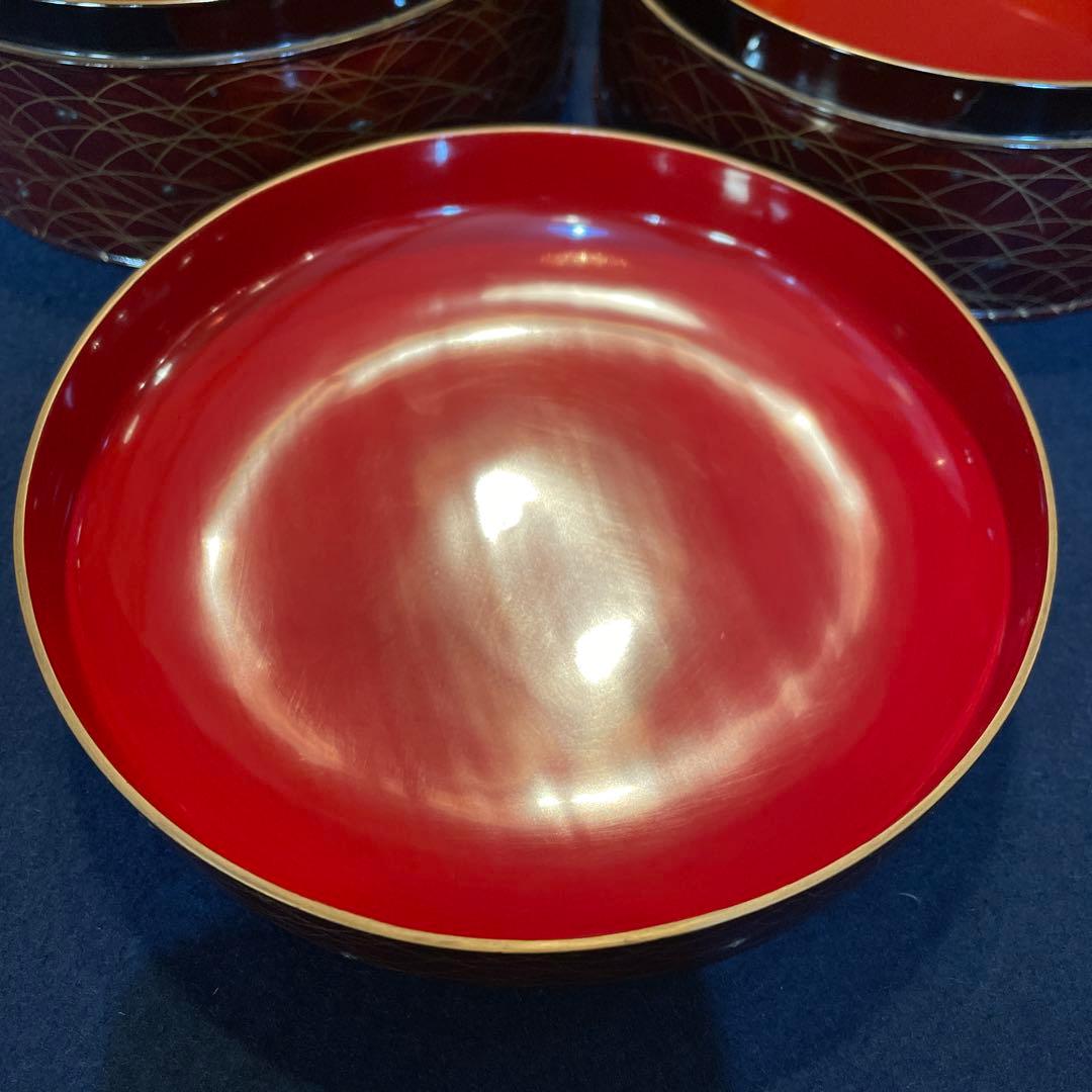 時代物「秋草に露 蒔絵」の『丸型重箱』仕覆・共箱付※美品　重箱　野弁当箱　漆器