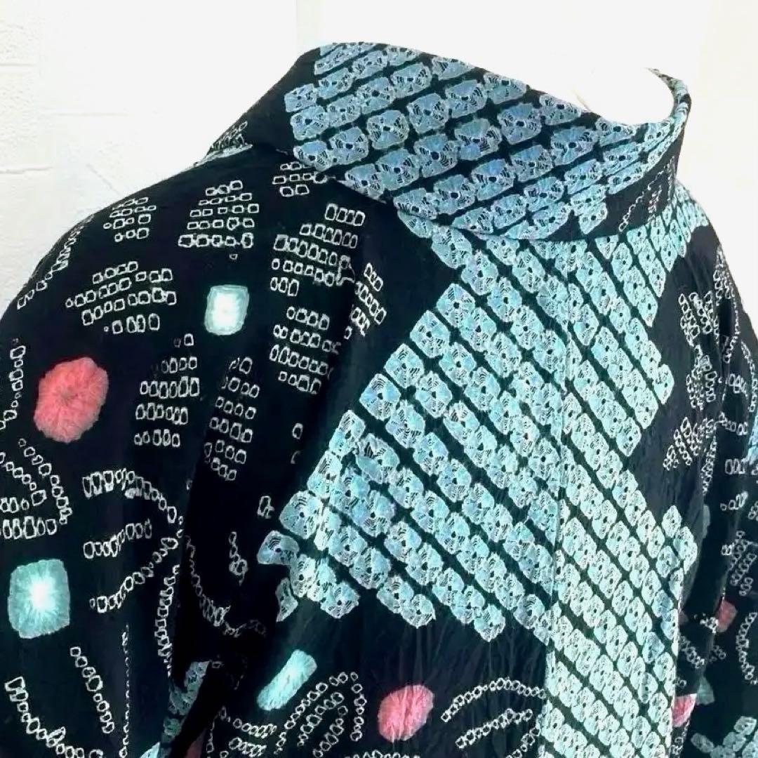 ひろ。プロフ必読 有松絞り浴衣　蜘蛛絞り　水浅葱色　ブルーグレーNo.22