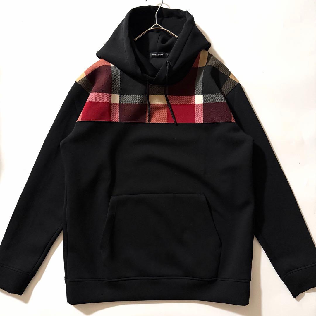 ブラックレーベルクレストブリッジ CBチェック切換えダンボールニットパーカー L