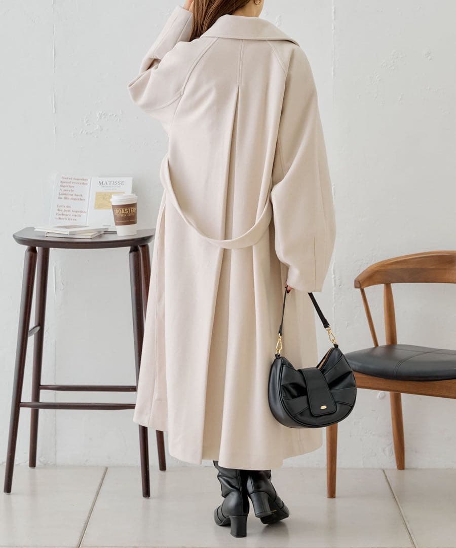 Chico 金釦ビッグカラーステンカラーロングコート