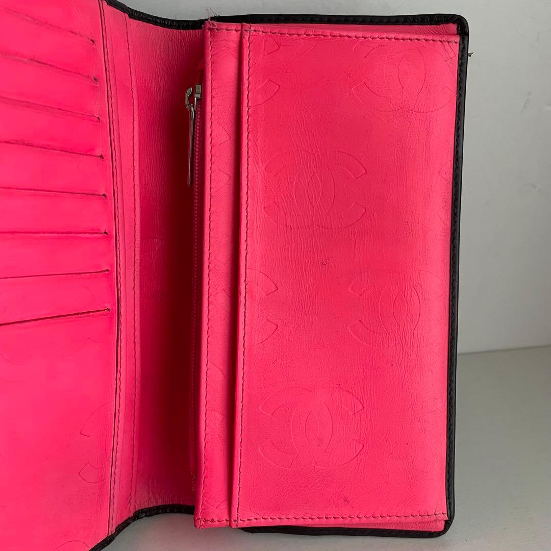 箱カードシール有り✨シャネルカンボンラインマトラッセ長財布ピンクCHANEL