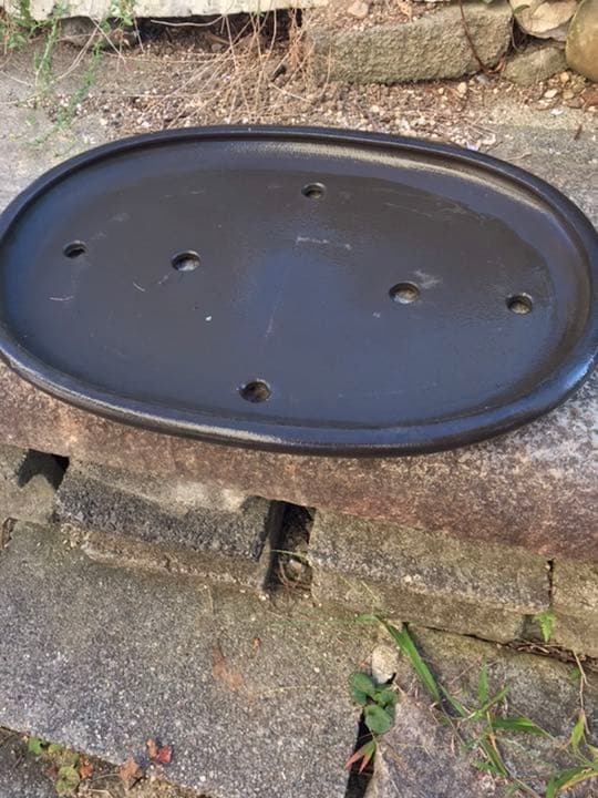 盆栽鉢　時代古鉢水庄園楕円丸縁紫泥大型盆栽平鉢 サイズ48x34x4cm程