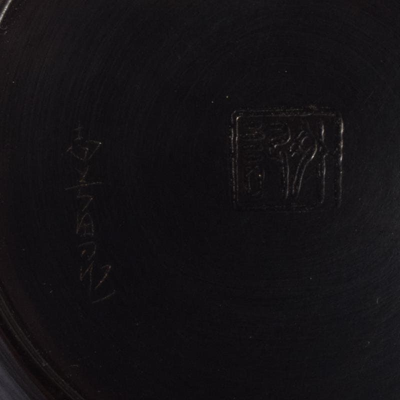 茶道具　輪島塗　前志芸男作　沈金若松鳥蒔絵　棗　共箱　V　7098