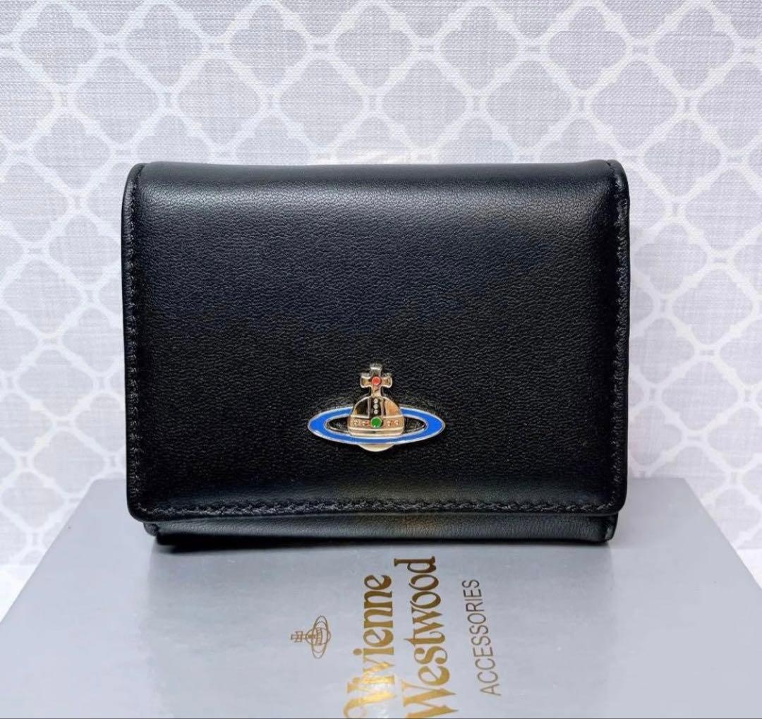【ショッパー付】新品 ヴィヴィアン・ウエストウッド 三折財布 ブラック
