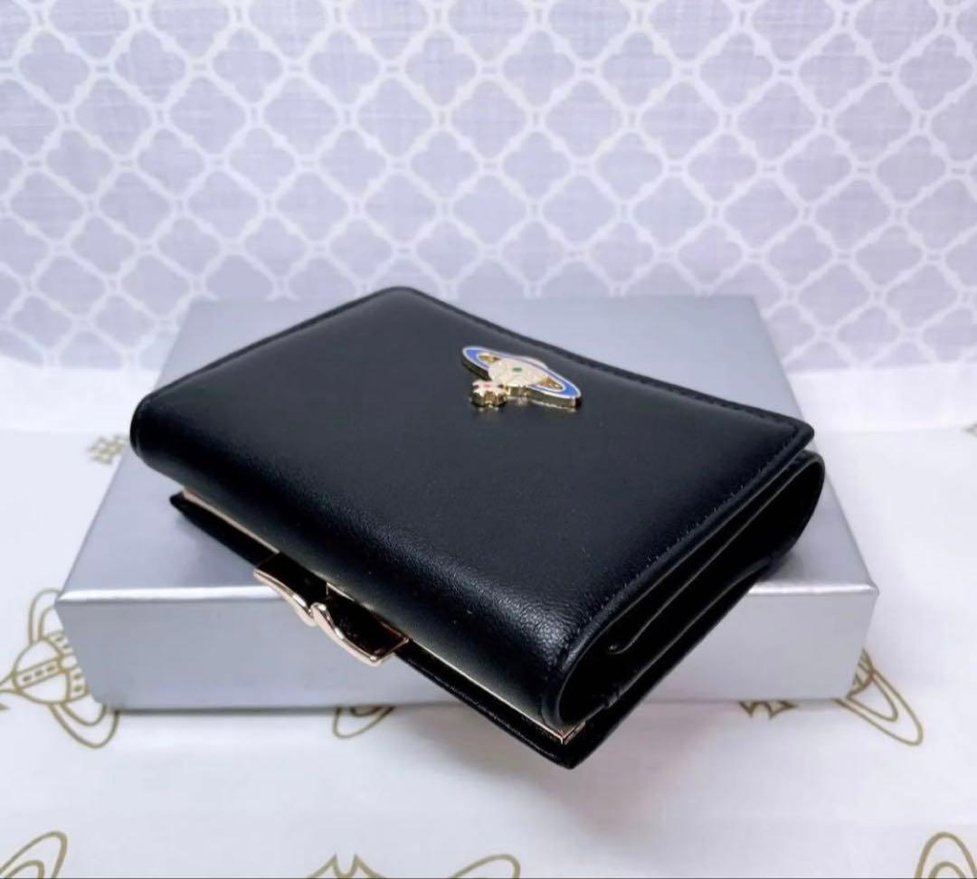 【ショッパー付】新品 ヴィヴィアン・ウエストウッド 三折財布 ブラック