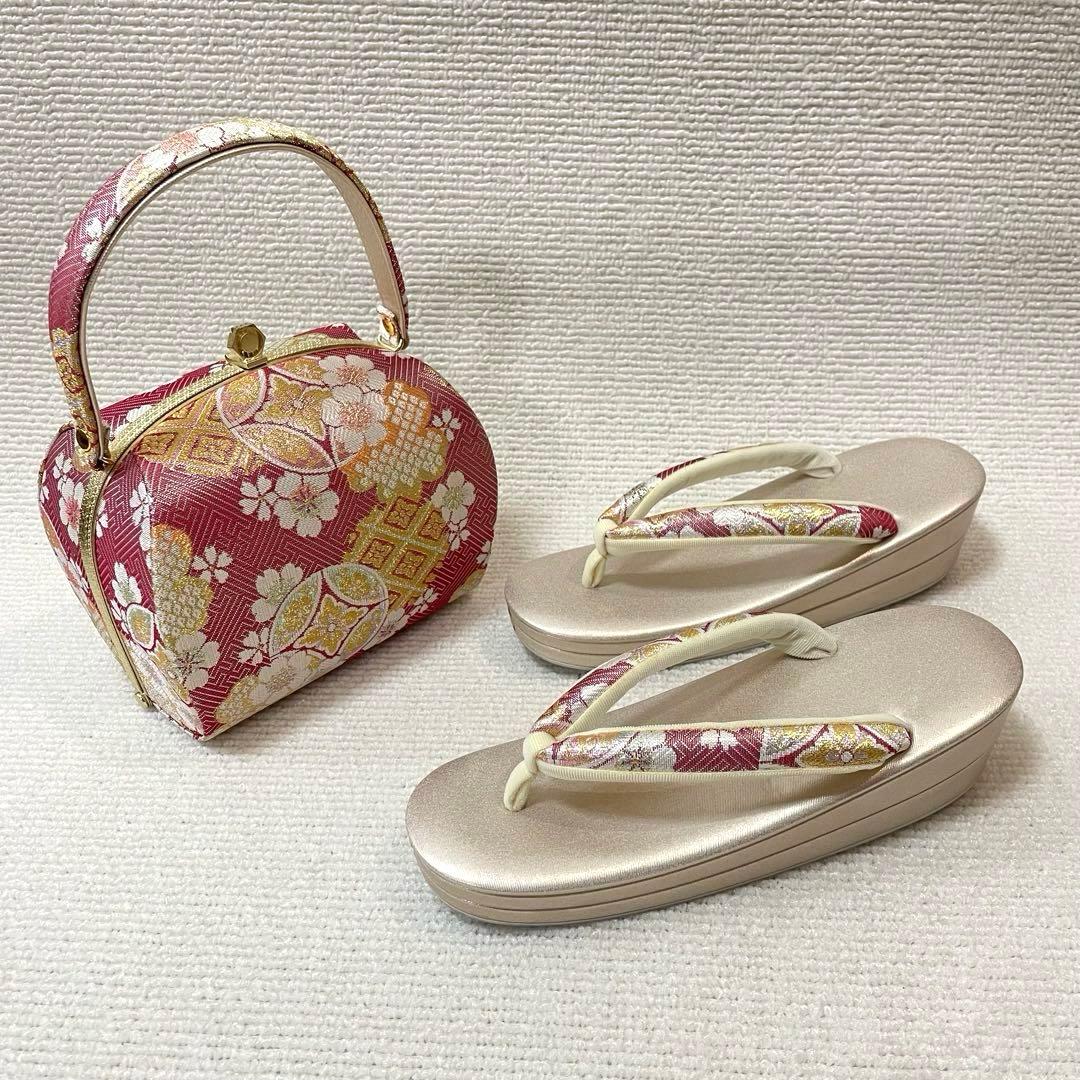 帯地の豪華な振袖用 バック 草履 セット（ふっくら鼻緒で痛くなりにくい♪）