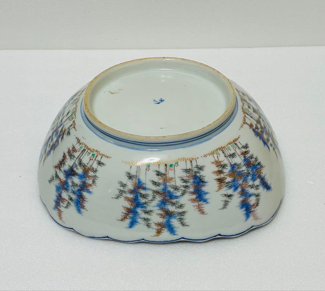 明治 香蘭社 有田焼 オールド香蘭社 代表意匠 色絵竹林鮎文 大鉢