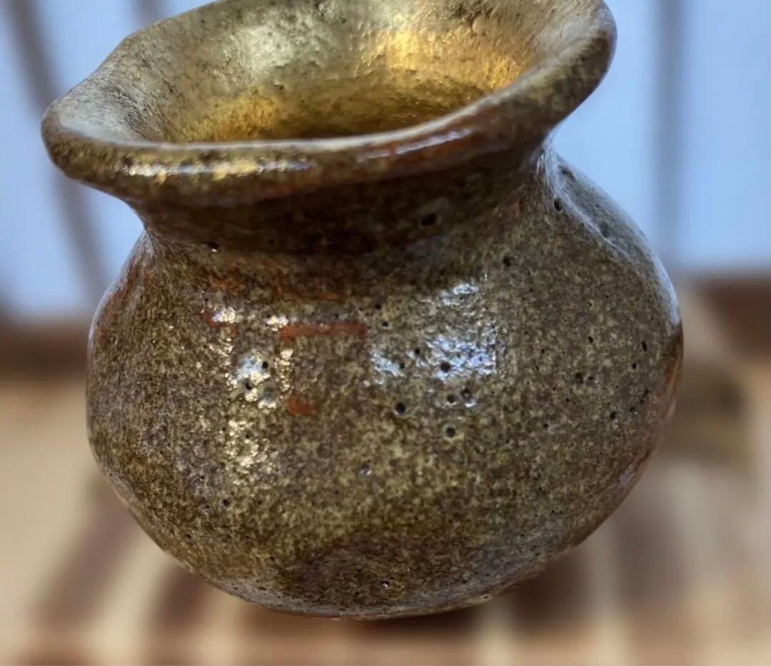 茶道具　飴楽　宝袋香合　楽印　箱書　半古斎　本体内側が金色　共箱　S62KG