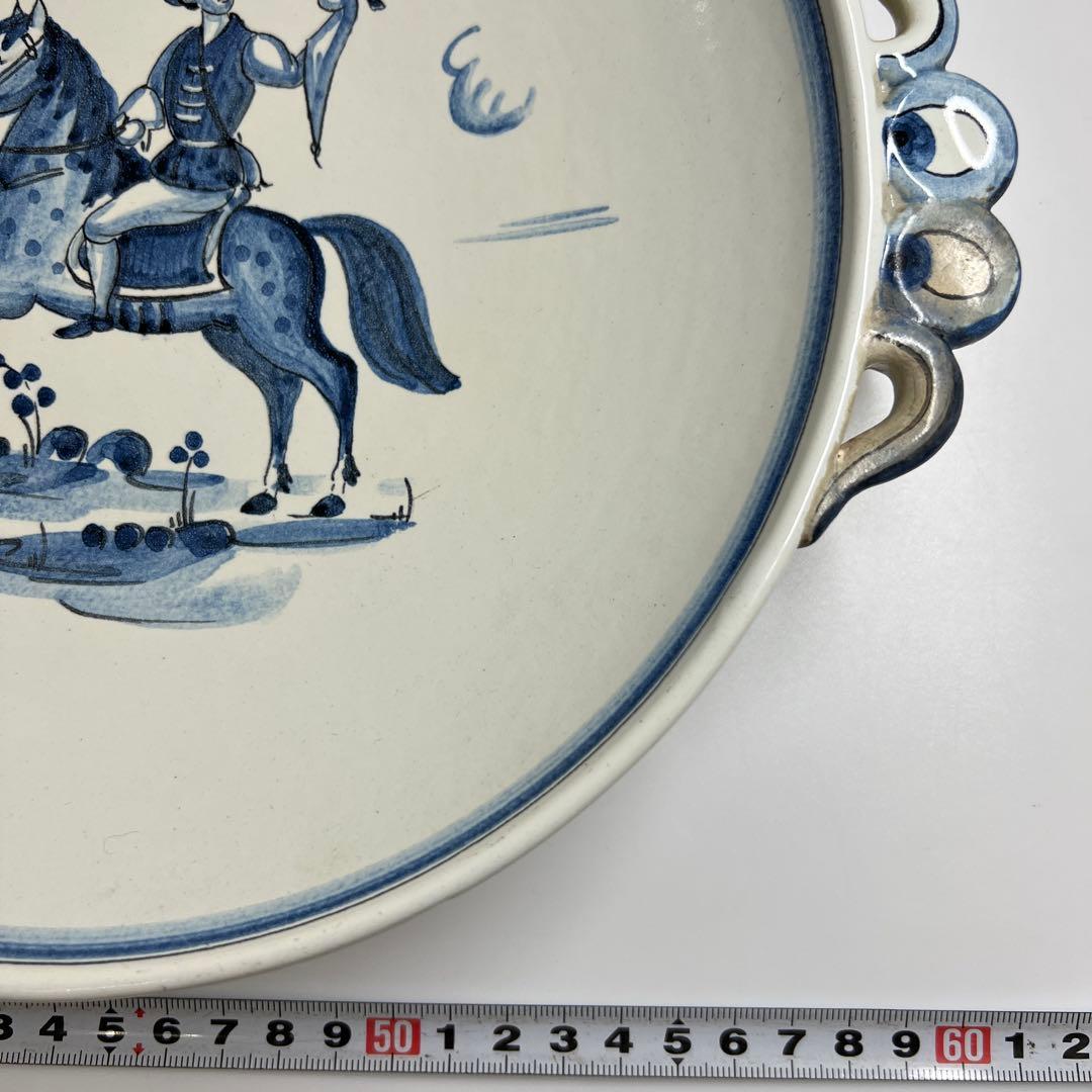 三越購入　18世紀オランダ染付手付皿　共箱　幅約28.5㎝東Y7-0501⭐︎2F