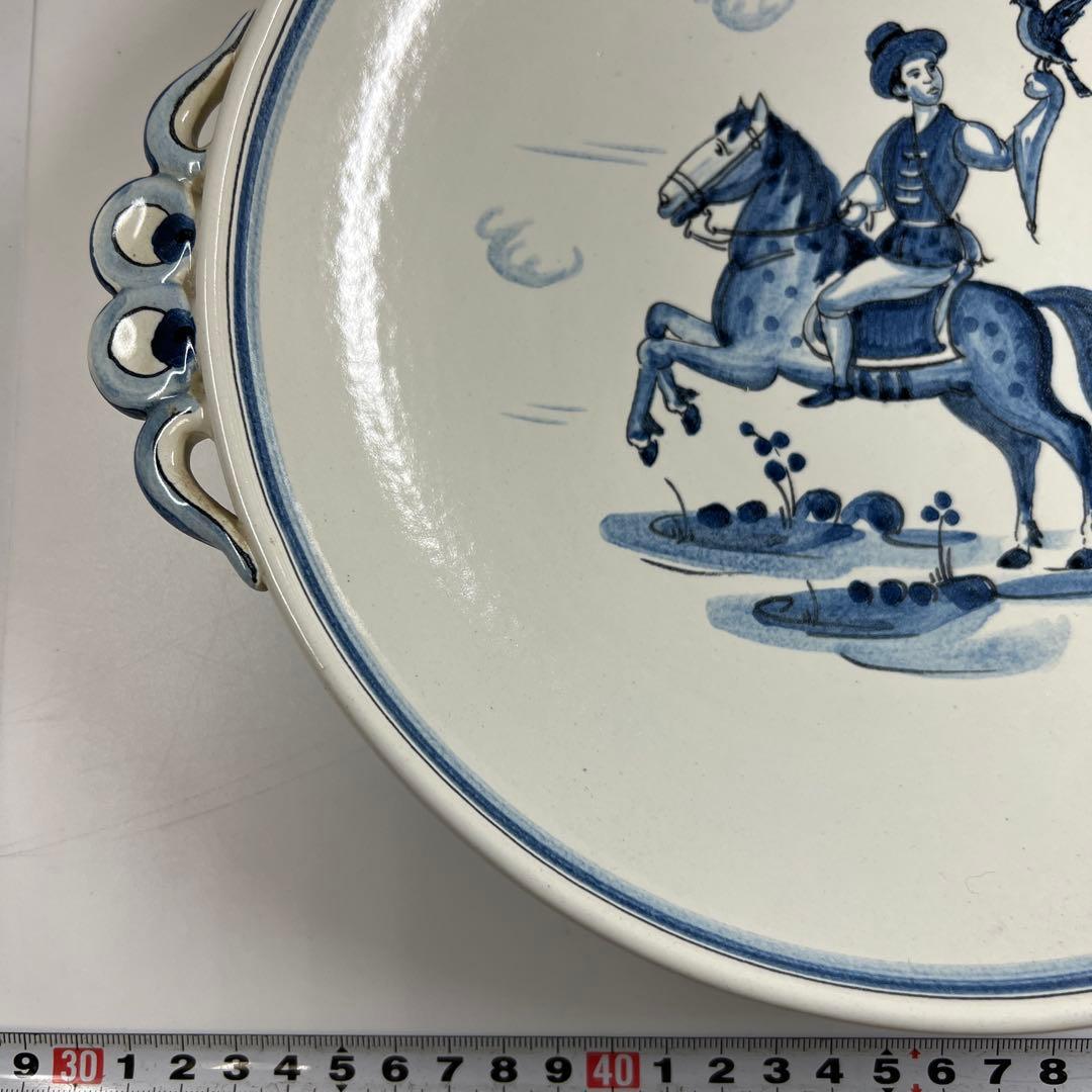 三越購入　18世紀オランダ染付手付皿　共箱　幅約28.5㎝東Y7-0501⭐︎2F