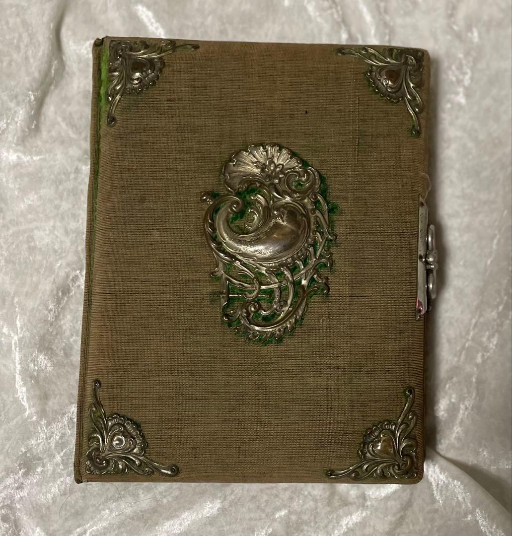 フランスアンティーク 洋書 フォトアルバム ベルベット 蚤の市 ブロカント