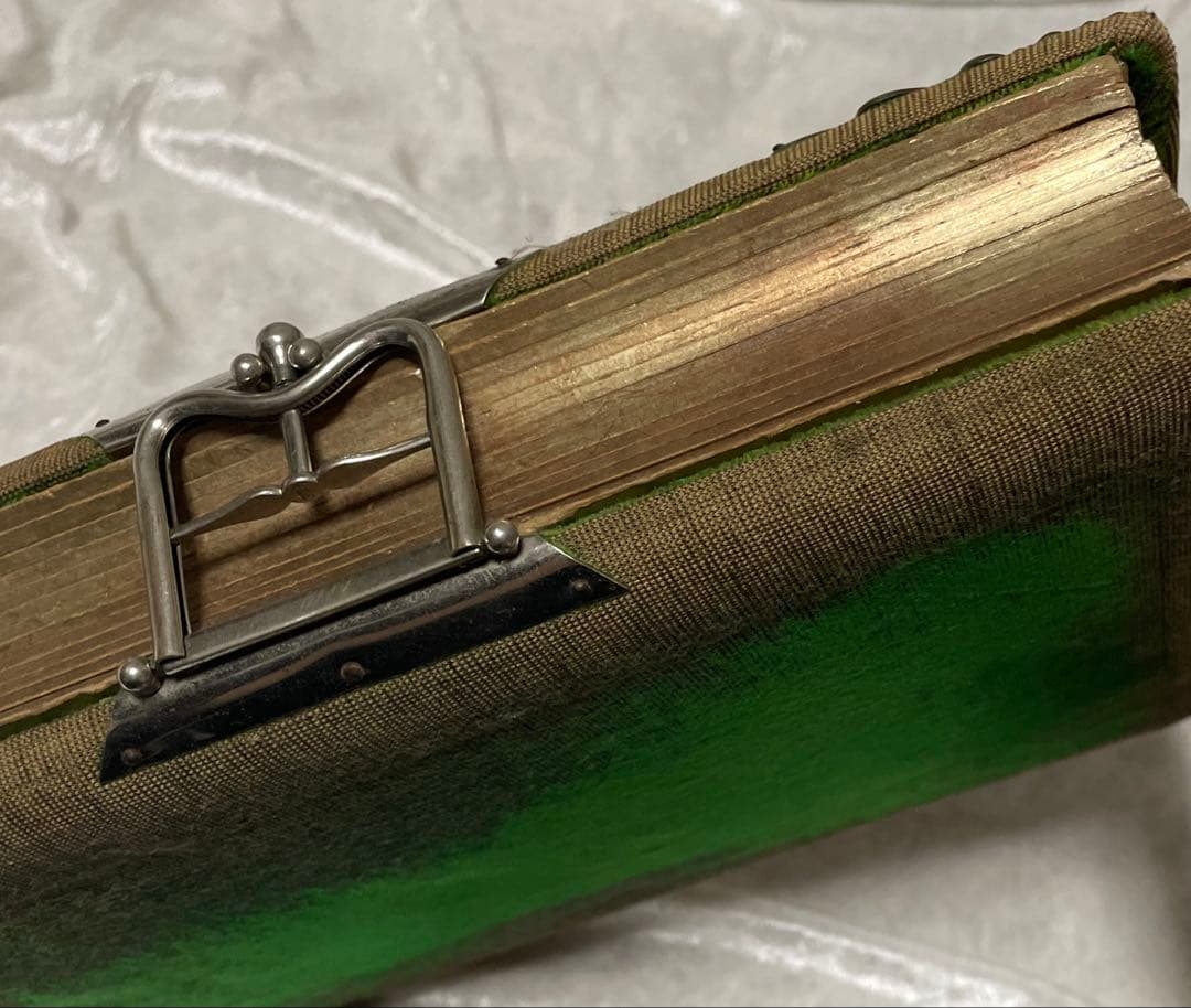 フランスアンティーク 洋書 フォトアルバム ベルベット 蚤の市 ブロカント