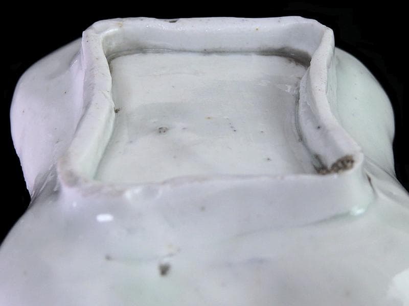 古伊万里　型刷印判　幾何学　市松紋様の図　変形皿　江戸期　AS-fbro