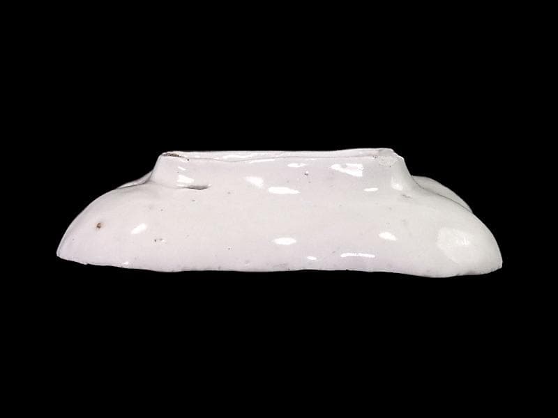 古伊万里　型刷印判　幾何学　市松紋様の図　変形皿　江戸期　AS-fbro