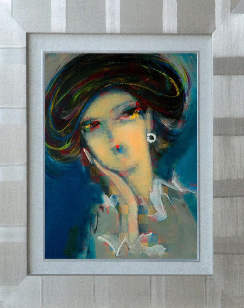 油絵 絵 絵画 インテリア 額付(銀) F4-051713 人物 女性像