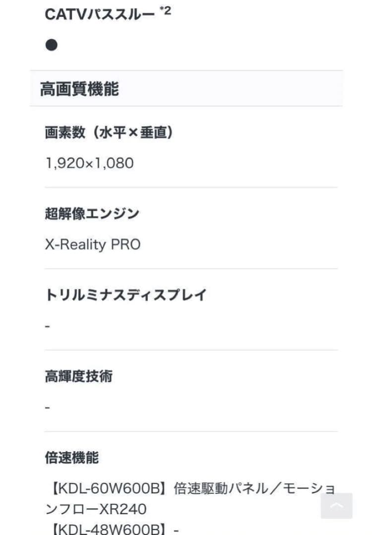 SONY BRAVIA KDL-40W600B 40インチ　難あり