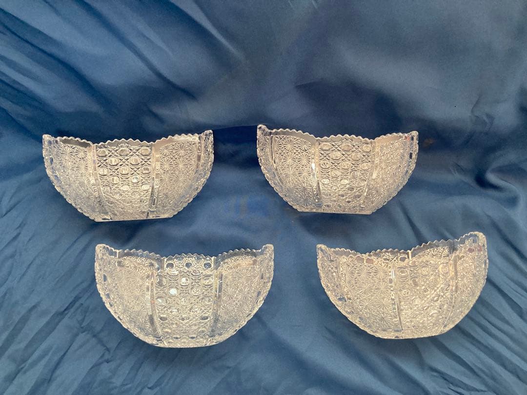 クリスタルガラス　沓形　向付4客