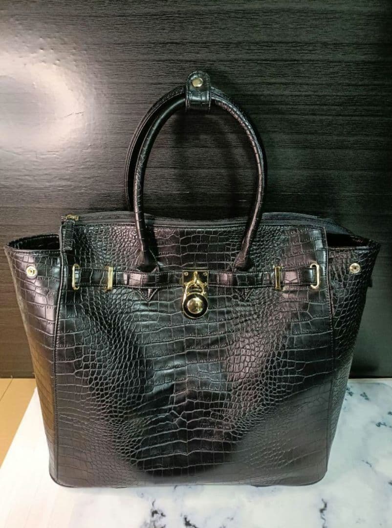 cooco クーコ　クロコ型押しキャリーカート　アルミハンドル　2way 黒