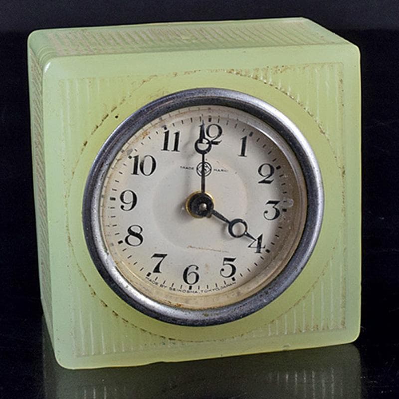 アンティーク　精工舎　ウランガラス　手巻き置時計　ジャンク品　V　R7735