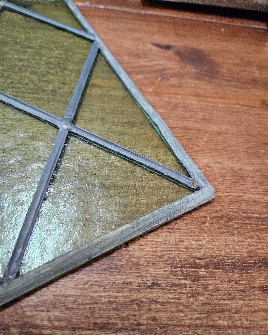 フランスアンティーク ステンドグラスの小窓 レトロ硝子 窓 扉 家具 装飾