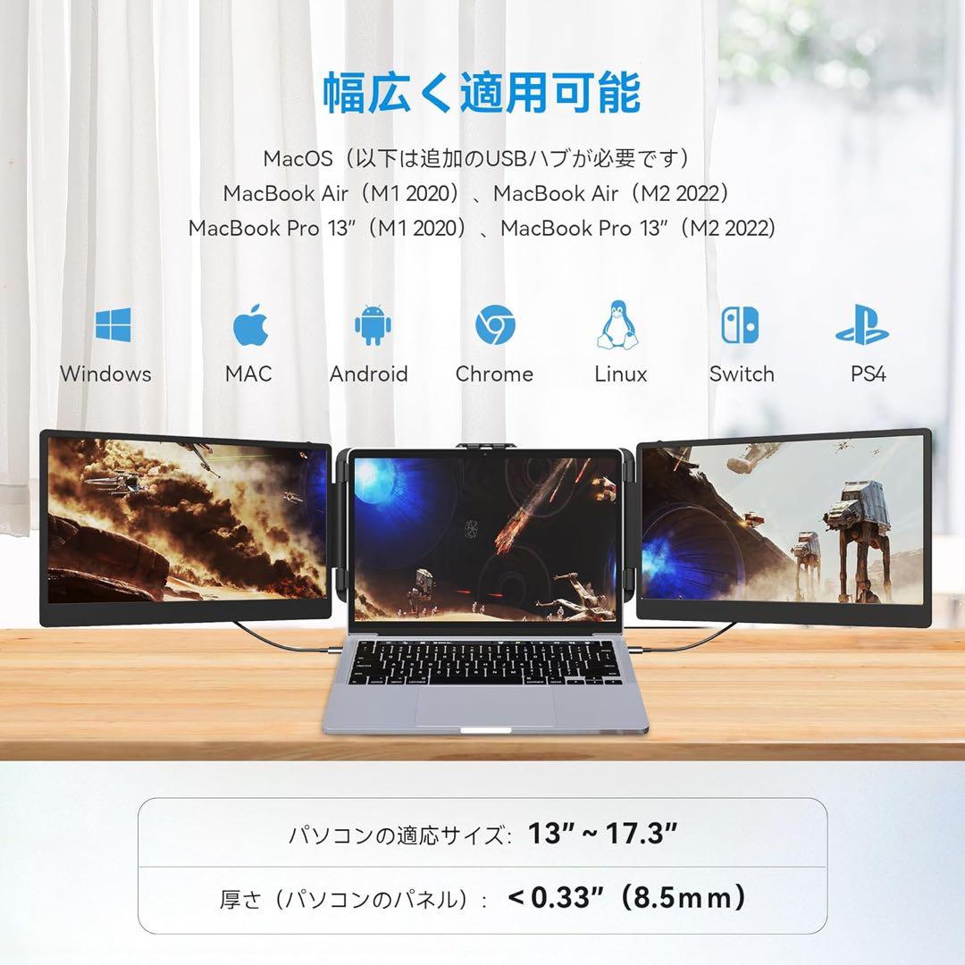 14インチ FHD トリプルモニター ディスプレイ