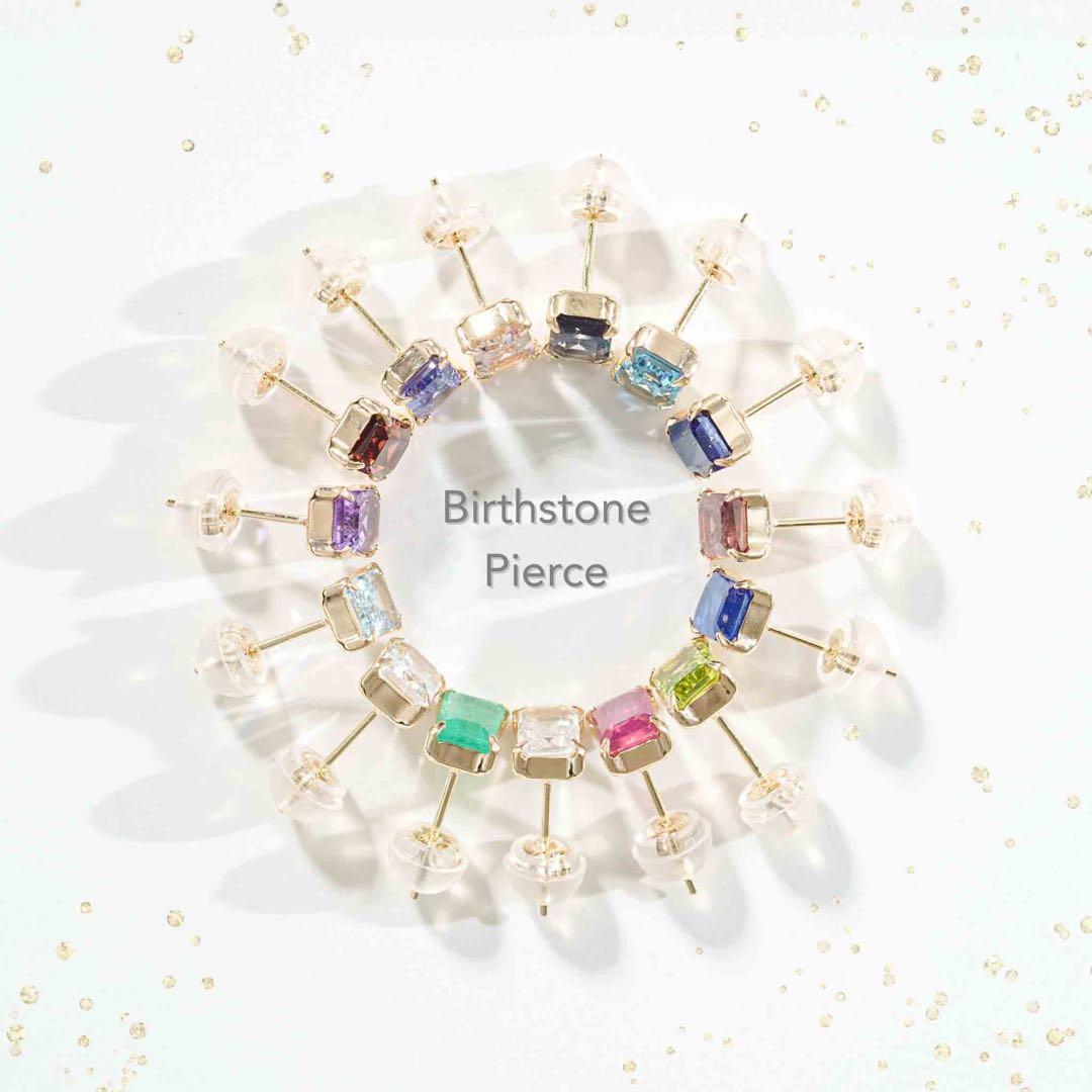 【新品】L&Co. K10 誕生石 スクエア スタッドピアス ホワイトトパーズ