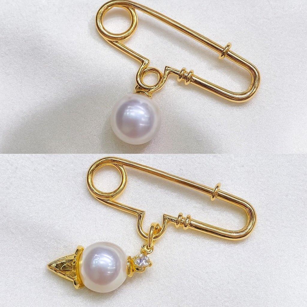 K18YG WG PG ブローチ 安全ピン チャーム留め ピアス 繋ぎ 18K