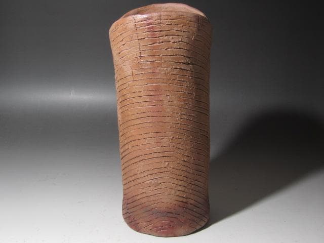 ★　北大路魯山人　備前クシメ花入　味わい深い一品★x326