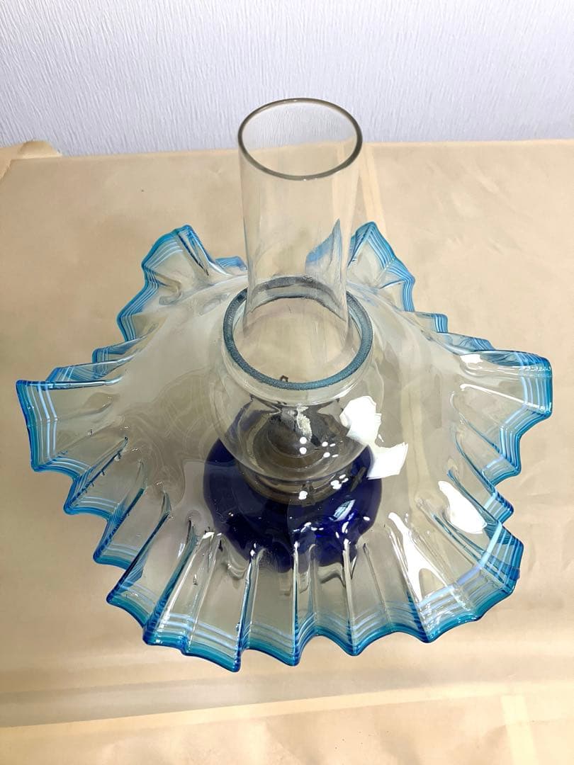 北一硝子　灯油ランプ　オイルランプ インテリア照明　フリルガラス