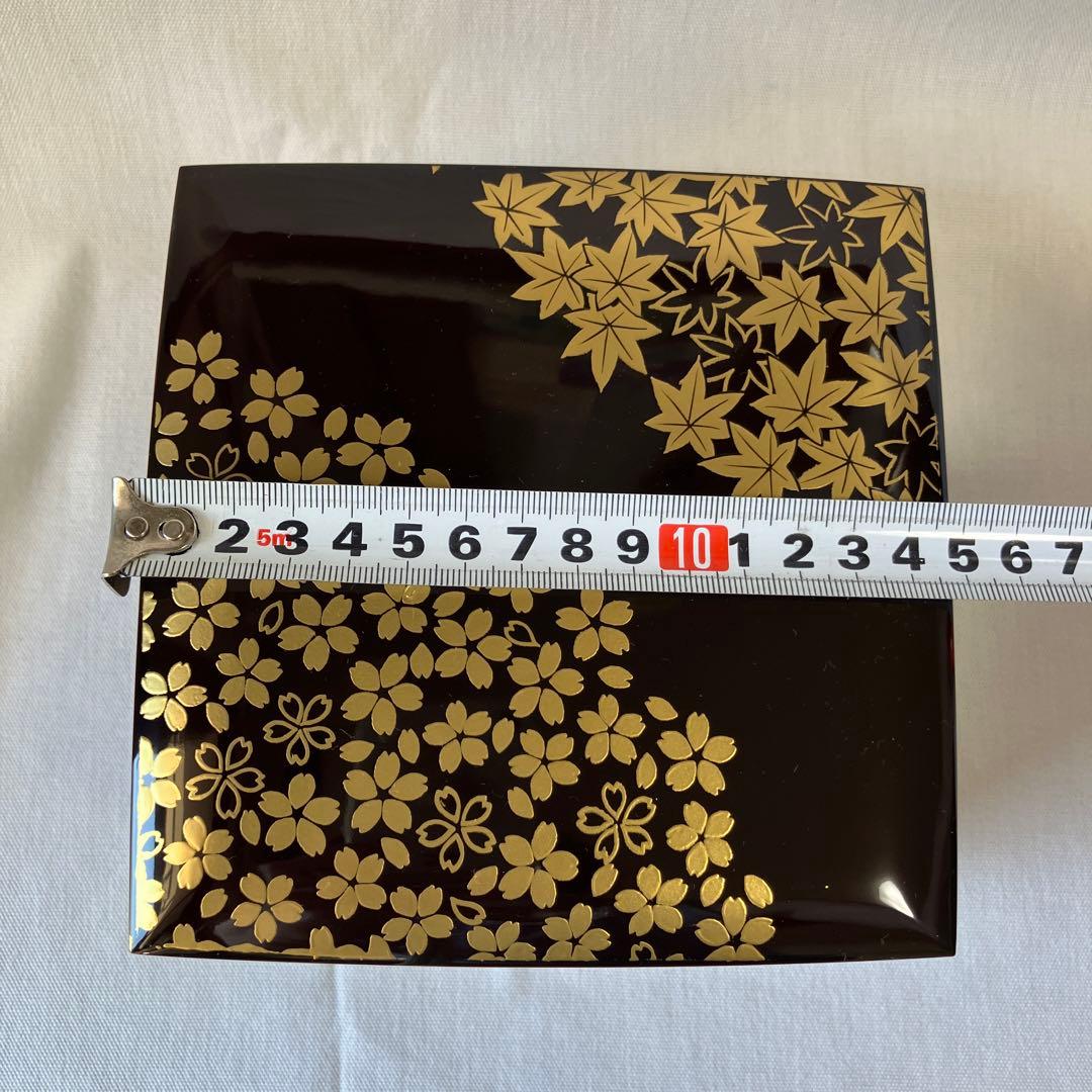 越前漆器　越前塗　溜塗り　本重箱　お重　重箱　二段重　二段重箱春秋蒔絵　桜と紅葉