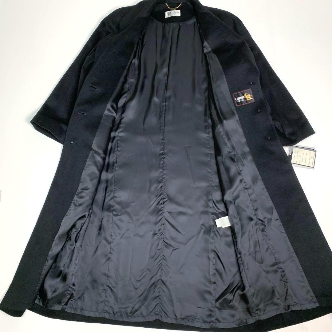 【新品タグ付‼️マキシ丈 カシミヤ100%】ダリヤ ロング チェスターコート 黒