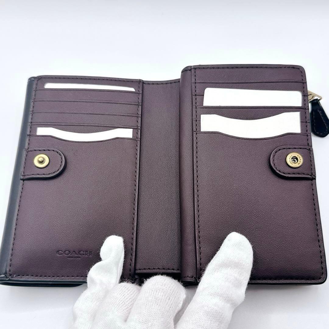 【極美品】 コーチ COACH レディース 2つ折り財布 保存分付き ブラック
