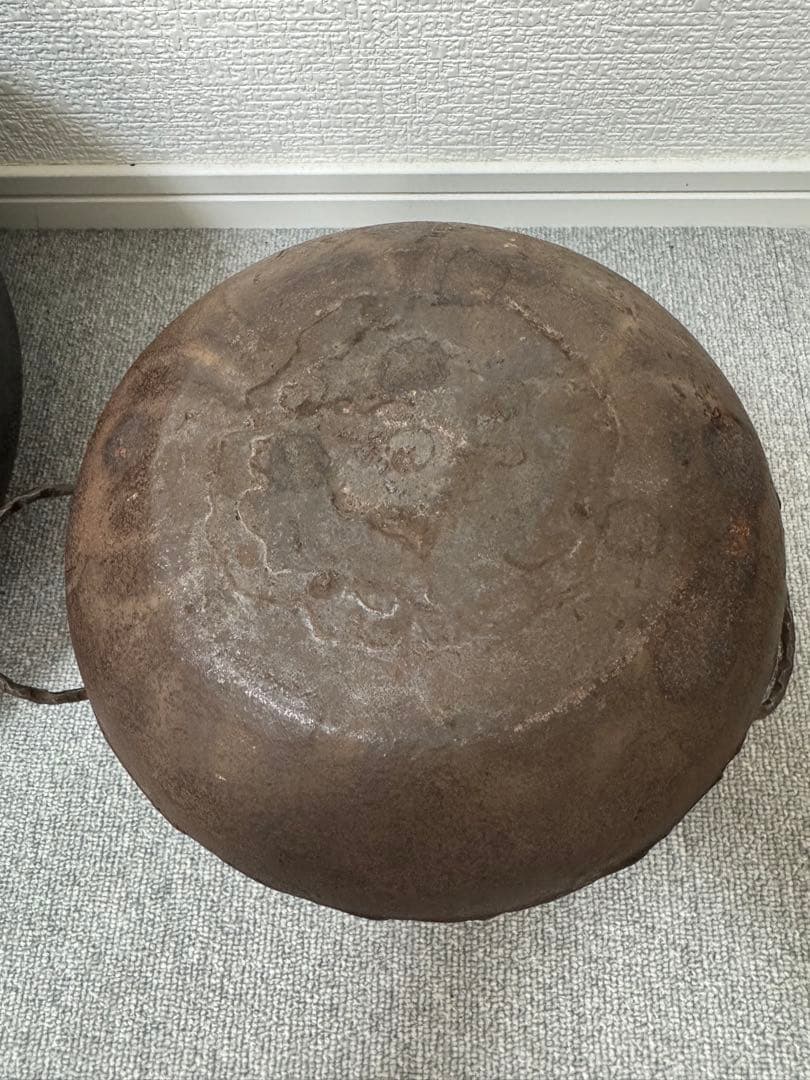 アンティーク　茶道具　風炉　鉄釜　五徳　3点セット