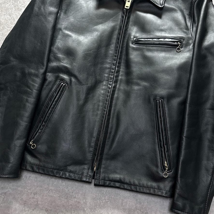 ショット 643 ライナー 襟付 シングルライダース レザージャケット 36 黒