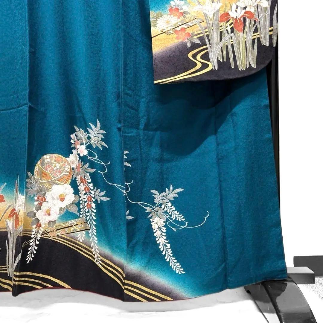 金駒刺繍　金彩　鞠　熨斗　藤　牡丹　菊花　振袖　晴れの日 着物 032a p