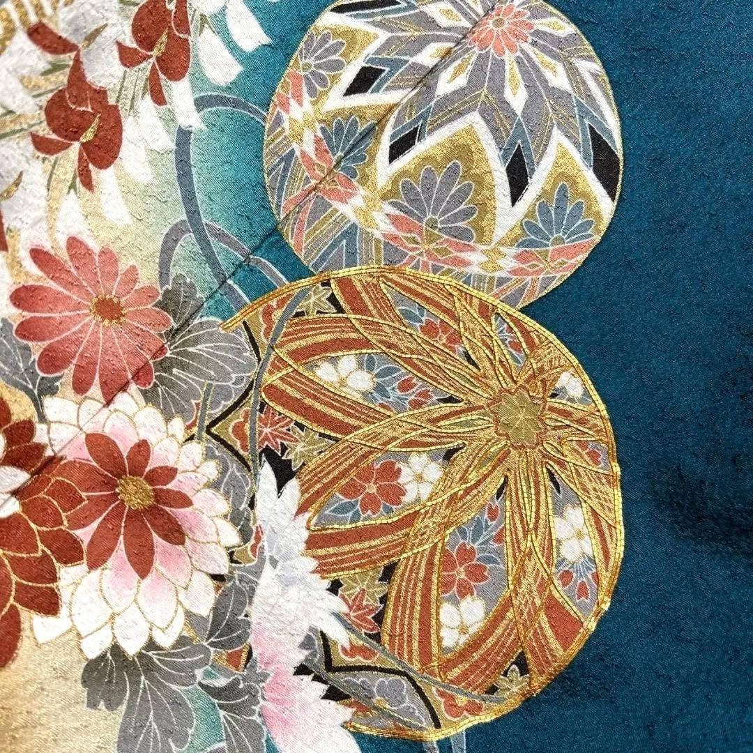 金駒刺繍　金彩　鞠　熨斗　藤　牡丹　菊花　振袖　晴れの日 着物 032a p