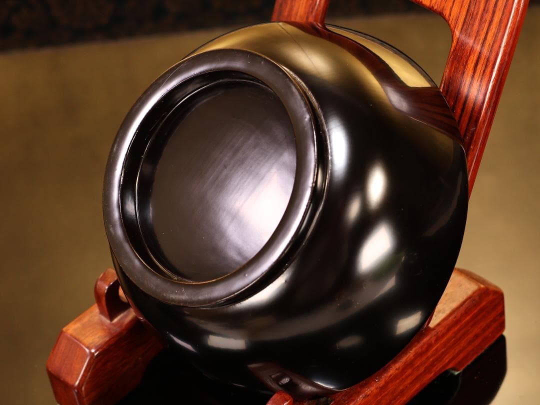 BJ018　輪島塗　布着堅地　盛岡庄五郎 作　縁金 草花金蒔絵椀　二客　木製