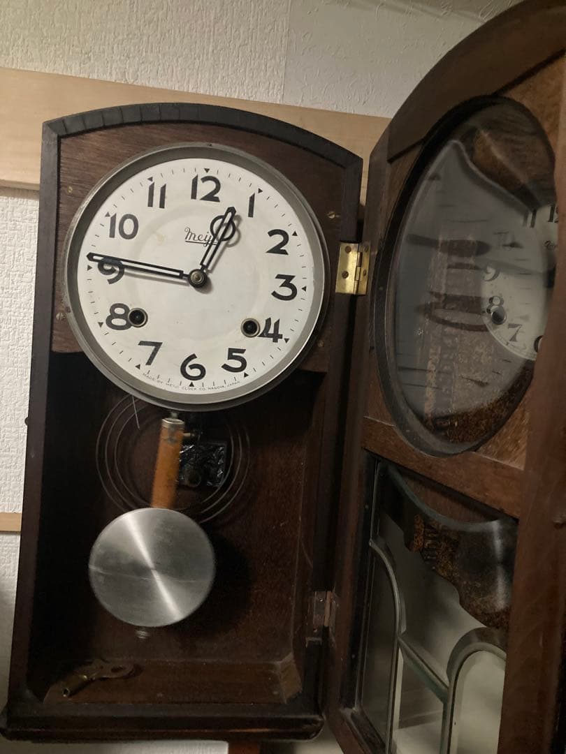 Meiji時計 数打ち式8日巻アンティーク柱時計 稼働中