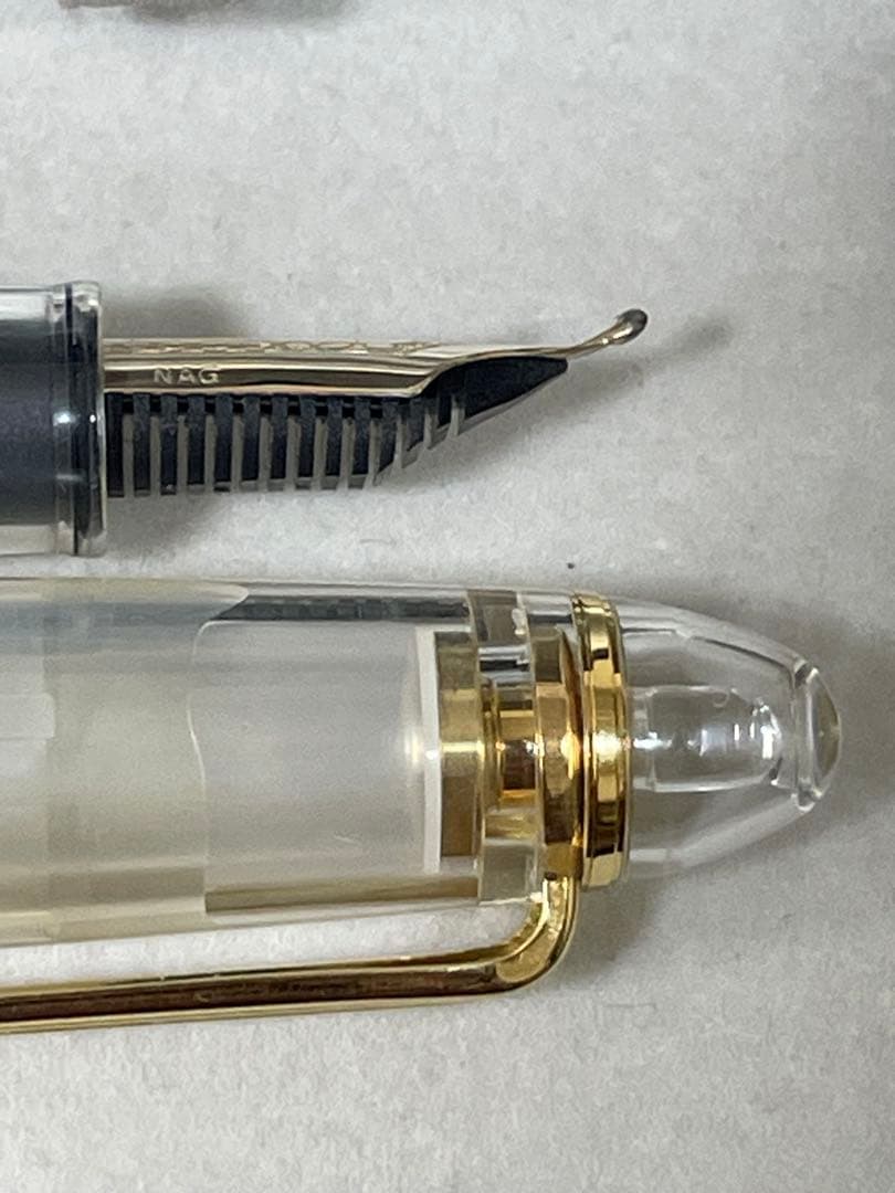 長刀　透明×ゴールド　ふでDEまんねん　NAG 万年筆　デモンストレーター
