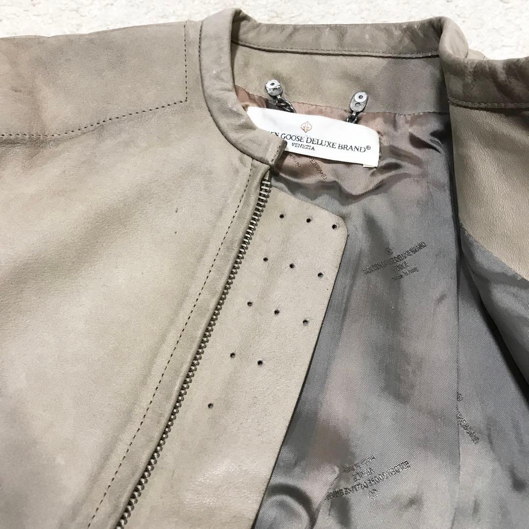 golden ♫ シングルライダースジャケット xxs グレージュ