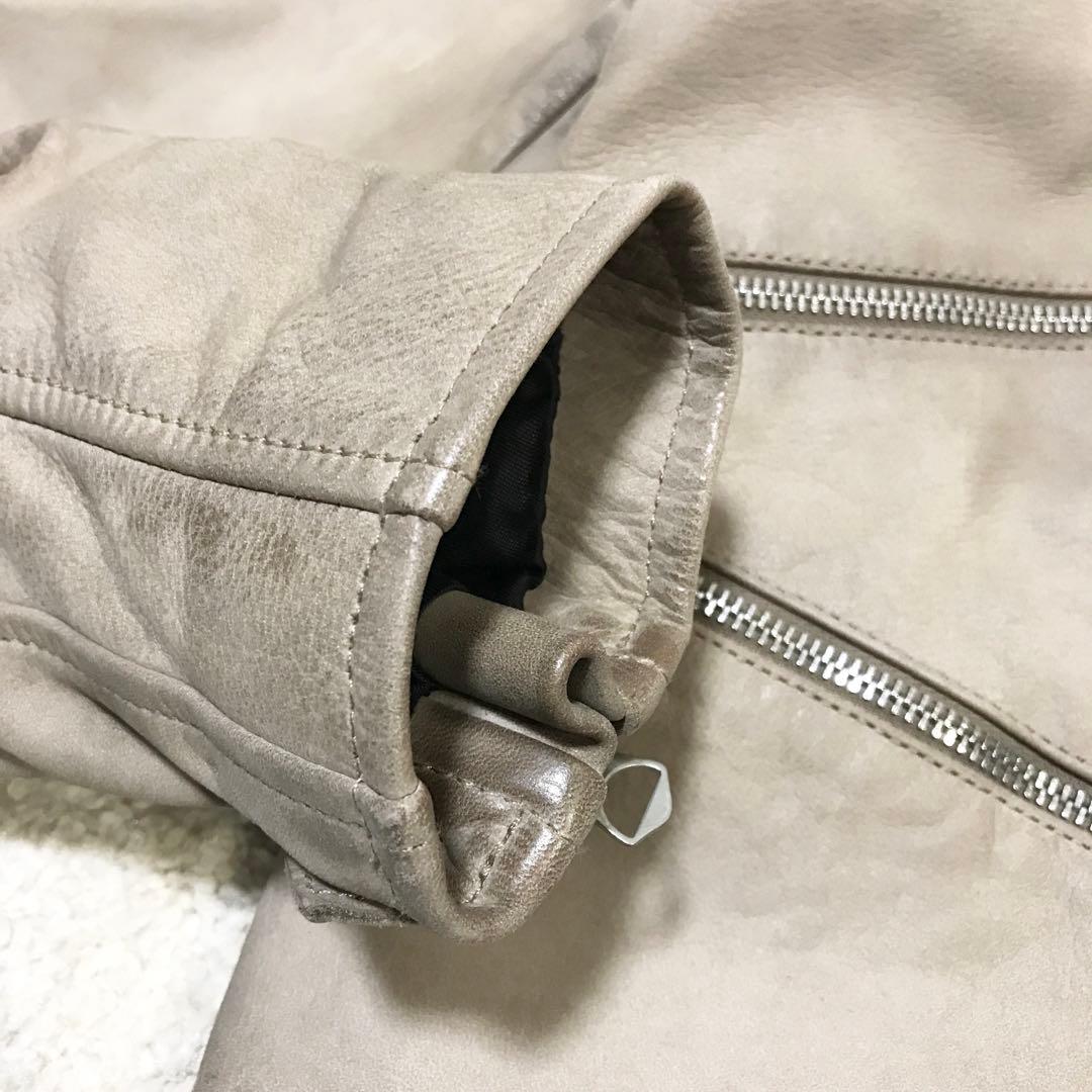 golden ♫ シングルライダースジャケット xxs グレージュ