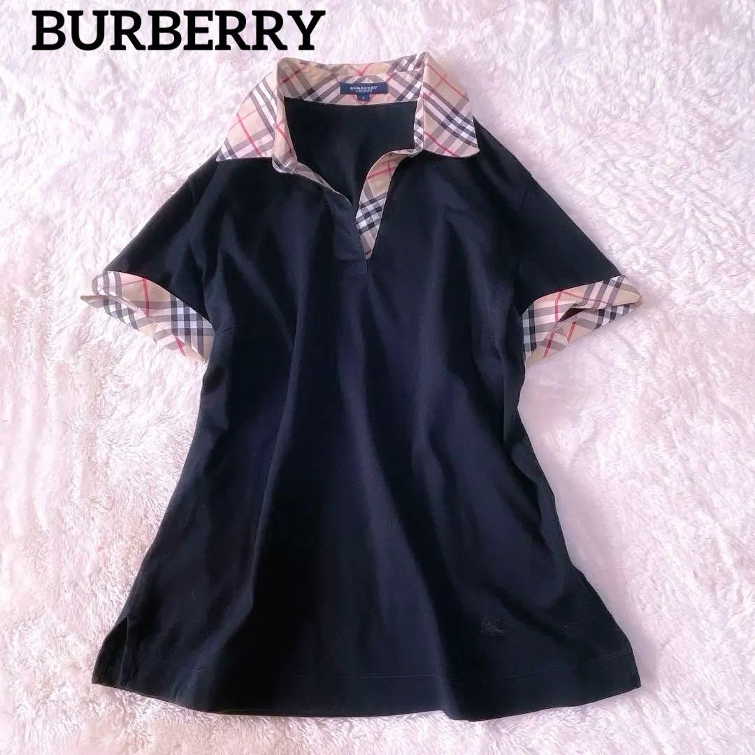 バーバリー ノバチェック 黒 ポロシャツ 襟付き M BURBERRY