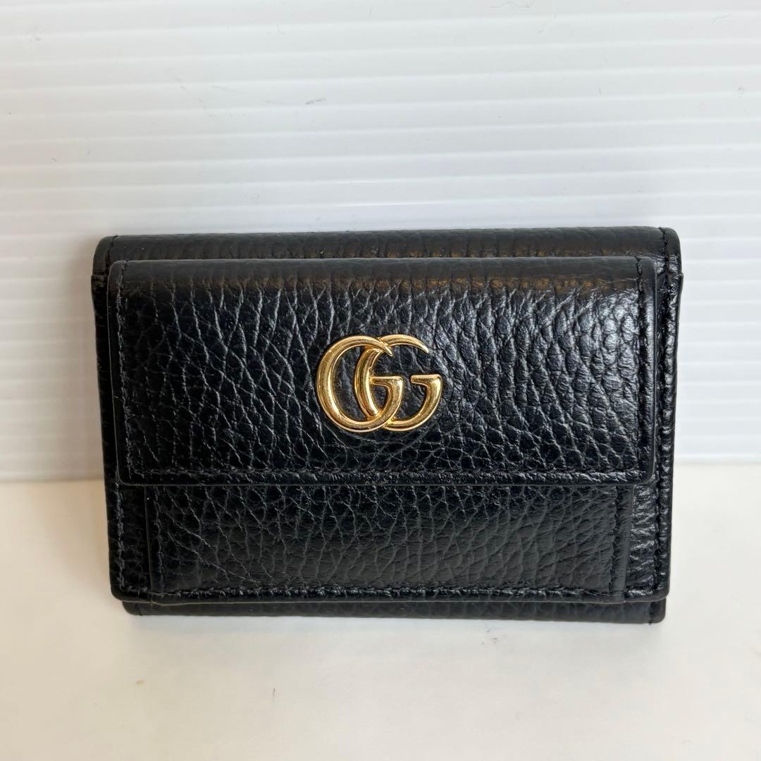 極美品 グッチ GUCCI 三つ折り財布 GGマーモント523277