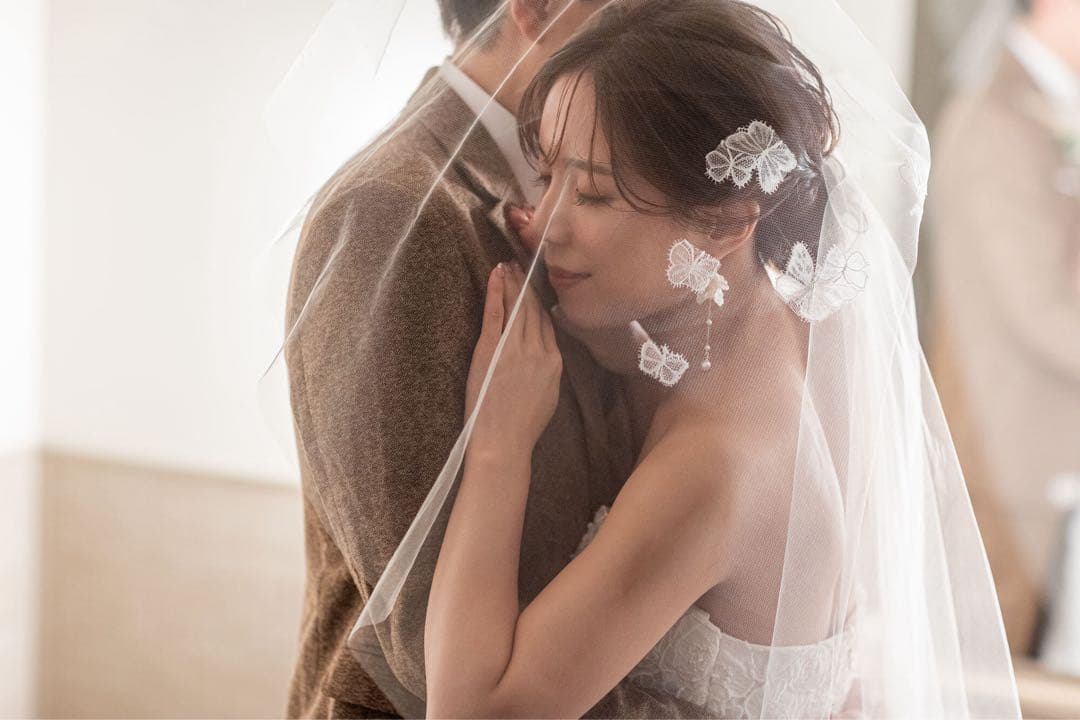 TREATMAISON花柄刺繍ミドルタイプベール　ギャザー無し 80×120cm