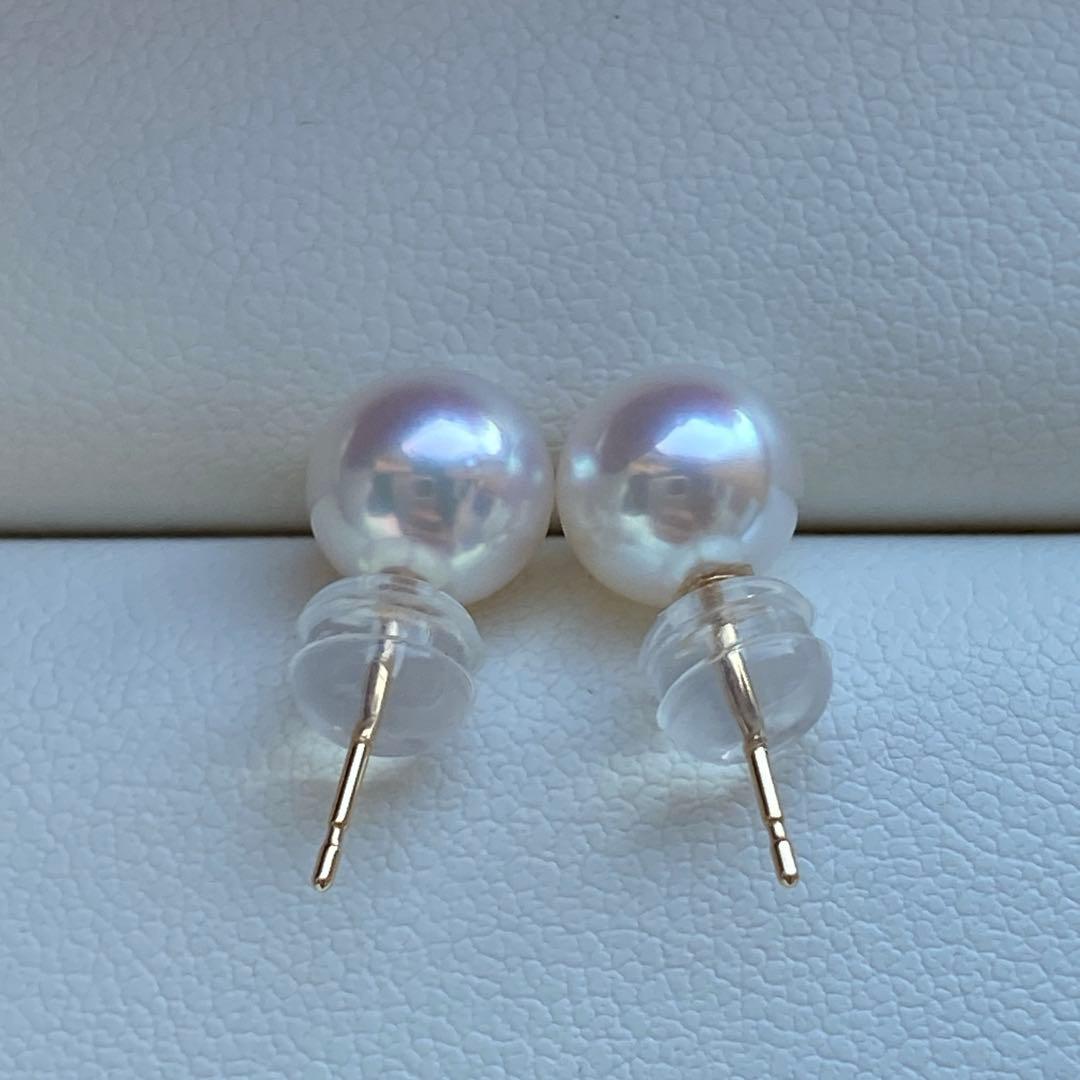 1950 美品❣️花珠級のテリ❣️K18❣️あこや真珠7-7.5mm ピアスAly手作