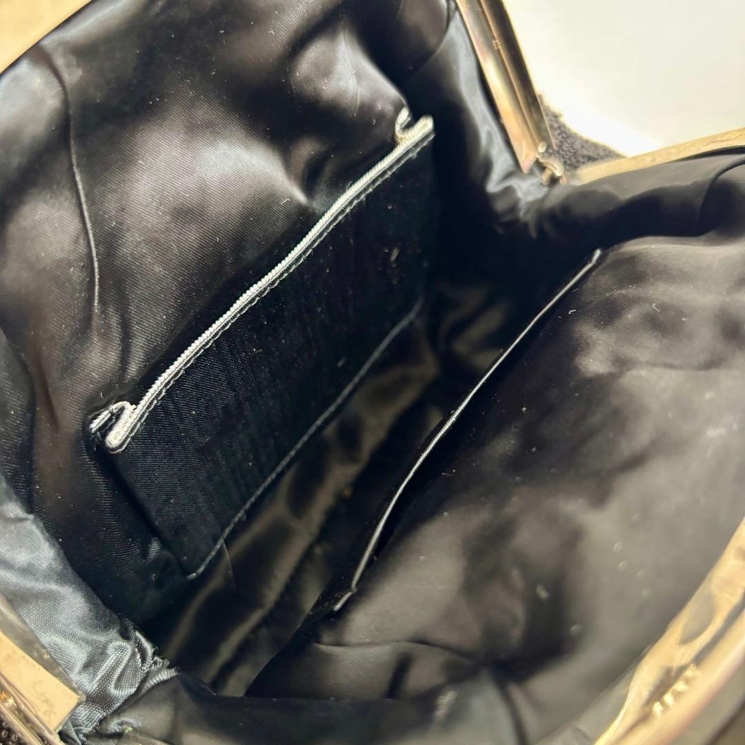 【美品】 和装バッグ ビーズバッグ 手刺繍バッグ がま口 総ビーズ ハンドバッグ