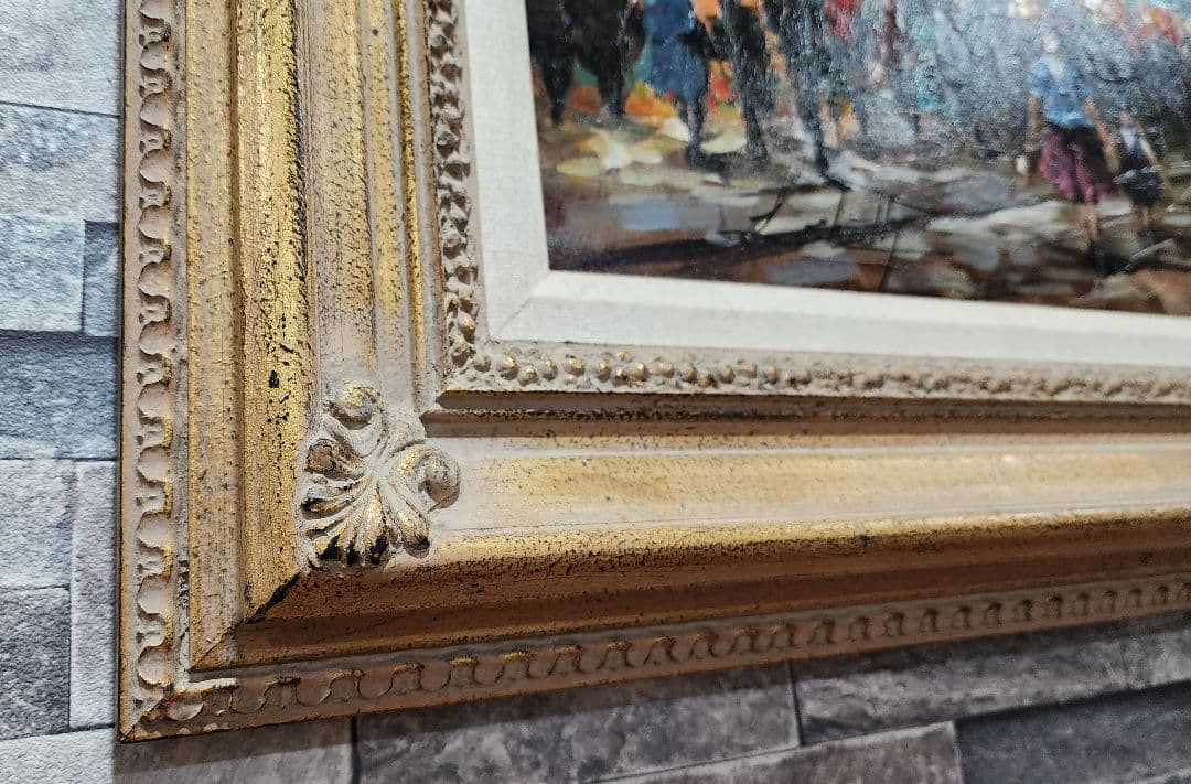 特大 風景 油彩画 油絵 装飾フレーム付き