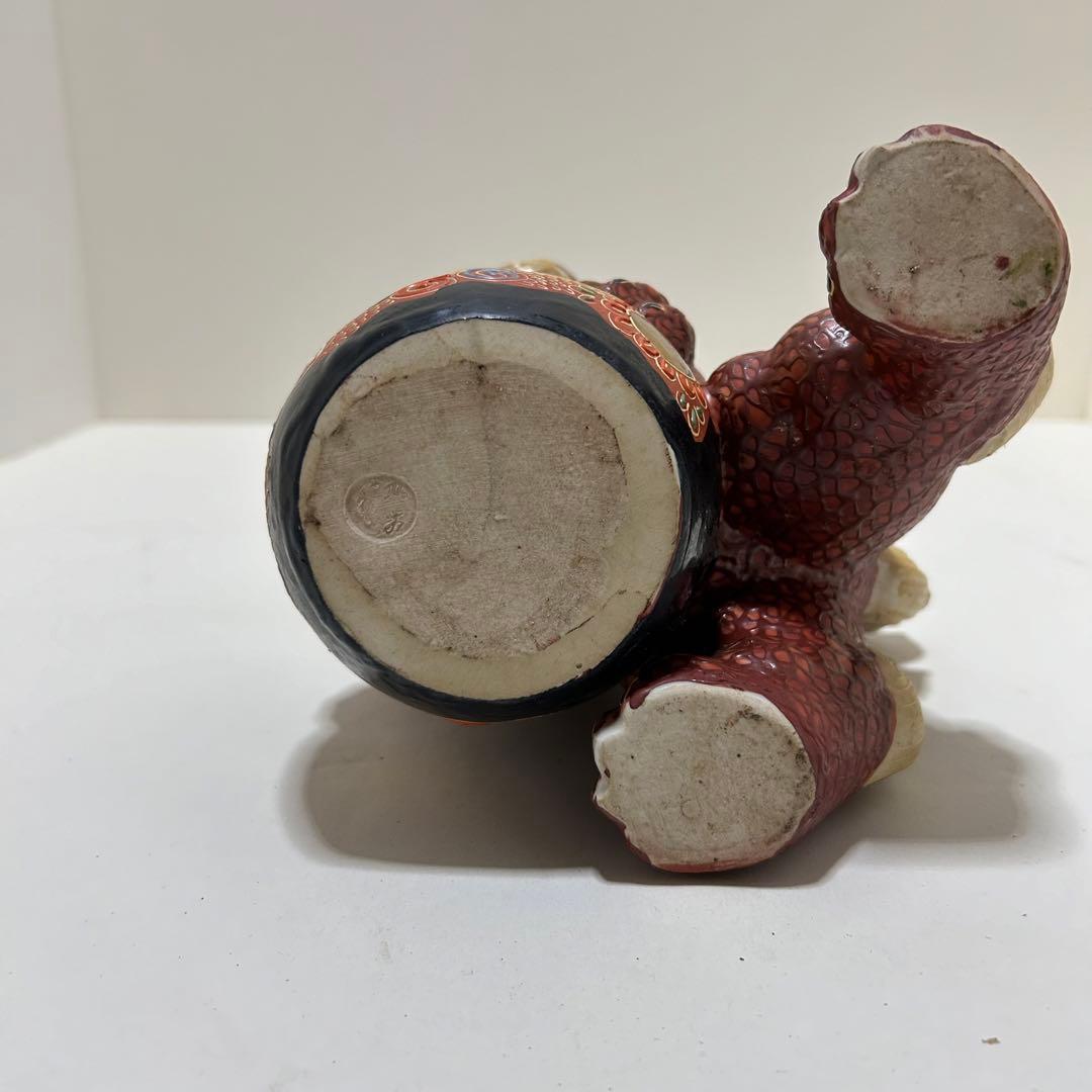 九谷焼 獅子 盛 6.5号 赤絵 金彩 置物 風水 幸運 九谷焼